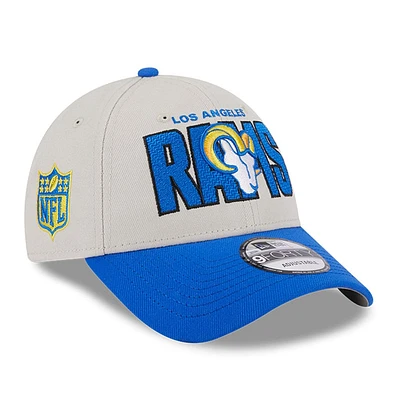 Casquette ajustable Snapback New Era Los Angeles Rams 2023 NFL Draft 9FORTY crème pour homme