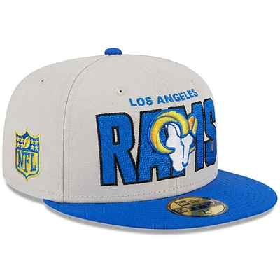 Casquette ajustée 59FIFTY pour homme Los Angeles Rams 2023 NFL Draft On Stage crème New Era