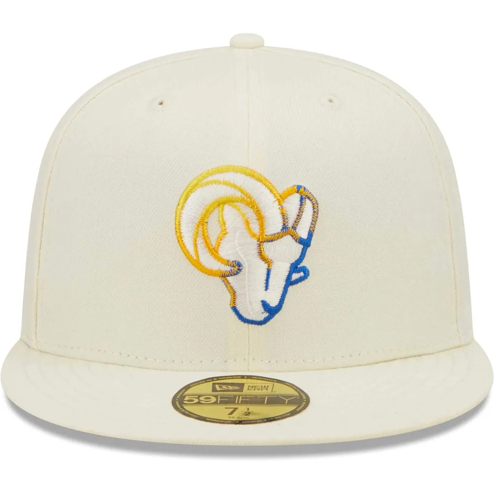 Men's New Era Cream Los Angeles Rams Chrome Color Dim 59FIFTY Fitted Hat