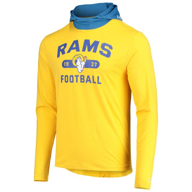 T-shirt à manches longues capuche Los Angeles Rams Active Block or/bleu New Era pour homme