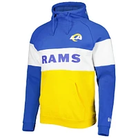 Chandail à capuchon actuel blocs de couleurs des Rams Los Angeles pour homme New Era doré/royal