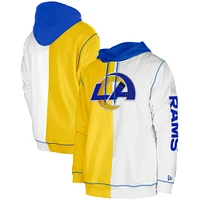 Sweat à capuche New Era doré/blanc Los Angeles Rams Third Down Split Raglan pour hommes