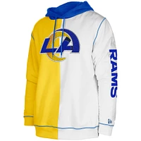 Men's New Era  Gold/White Los Angeles Rams Third Down Split Raglan Pullover Hoodie