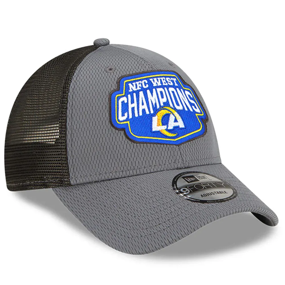 Men's New Era Graphite Los Angeles Rams 2021 NFC West Division Champions 9FORTY Trucker Snapback Hat