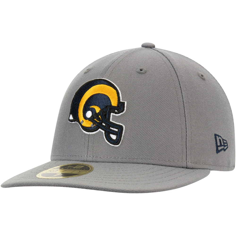 Men's New Era Graphite Los Angeles Rams Throwback Logo Storm Low Profile 59FIFTY Fitted Hat