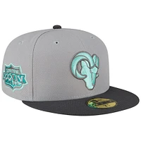 Casquette ajustée 59FIFTY des Los Angeles Rams Aqua Pop New Era pour homme, gris/graphite