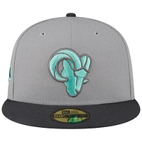 Casquette ajustée 59FIFTY des Los Angeles Rams Aqua Pop New Era pour homme, gris/graphite