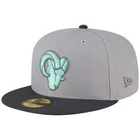 Casquette ajustée 59FIFTY des Los Angeles Rams Aqua Pop New Era pour homme, gris/graphite