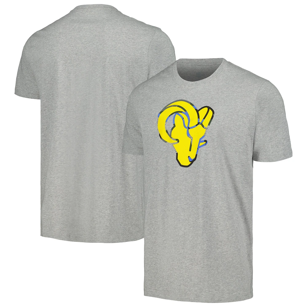 T-shirt gris avec logo camouflage des Los Angeles Rams New Era pour hommes