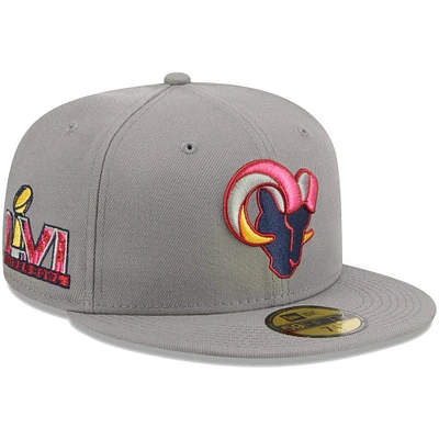 Casquette ajustée 59FIFTY Los Angeles Rams Color Pack New Era grise pour homme