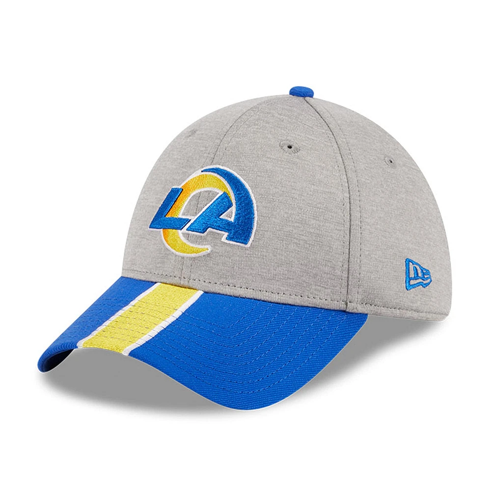 Casquette flexible 39THIRTY rayée New Era pour hommes, gris chiné/royal Los Angeles Rams