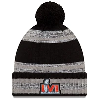 Men's New Era Heathered Gray/Black Los Angeles Rams Super Bowl LVI Champions Parade Cuffed Pom Knit Hat