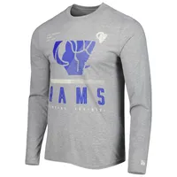 T-shirt à manches longues Los Angeles Rams Combine Authentic Red Zone New Era pour homme gris chiné