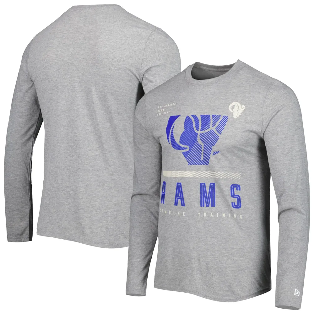 T-shirt à manches longues Los Angeles Rams Combine Authentic Red Zone New Era pour homme gris chiné