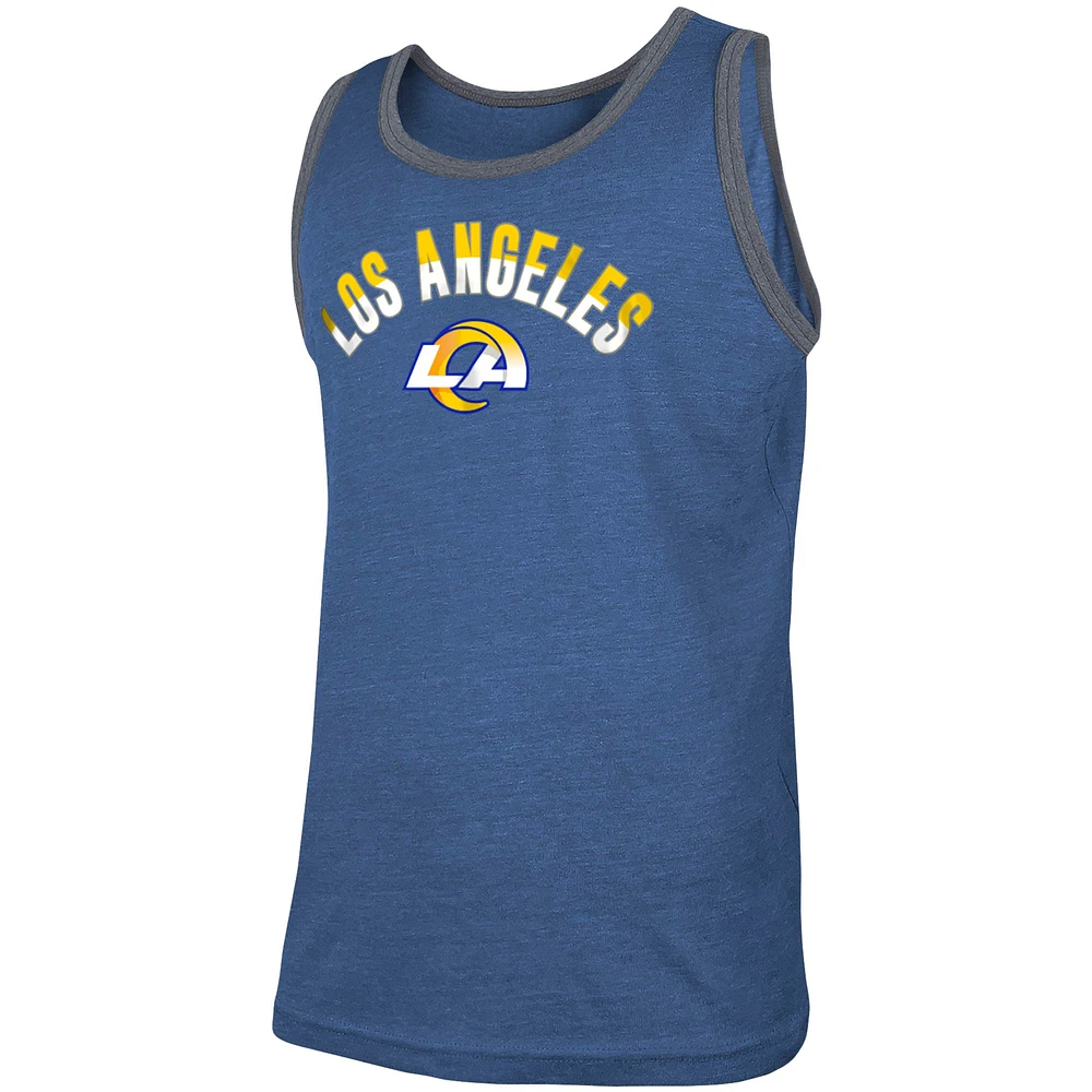 Débardeur chiné Royal Los Angeles Rams Ringer Tri-Blend New Era pour homme