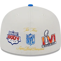 Casquette ajustée 59FIFTY pour homme New Era Kaki/Royal Los Angeles Rams Super Bowl Champions Patch