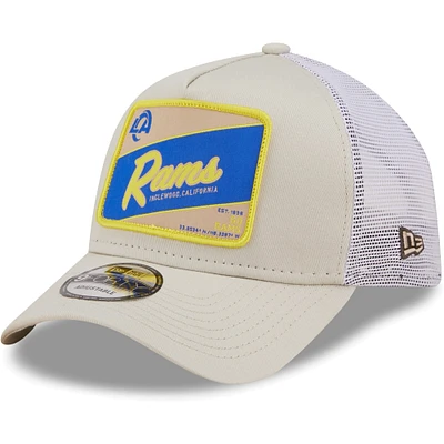 Casquette camionneur 9FORTY Snapback Los Angeles Rams Happy Camper A-Frame New Era pour homme kaki/blanc