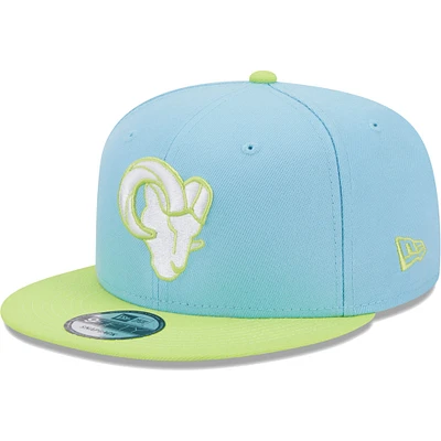 Men's New Era Light Blue/Neon Green Los Angeles Rams Two-Tone Color Pack 9FIFTY Snapback Hat