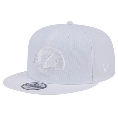 Casquette Snapback 9FIFTY New Era Los Angeles Rams Main blanc sur blanc pour homme