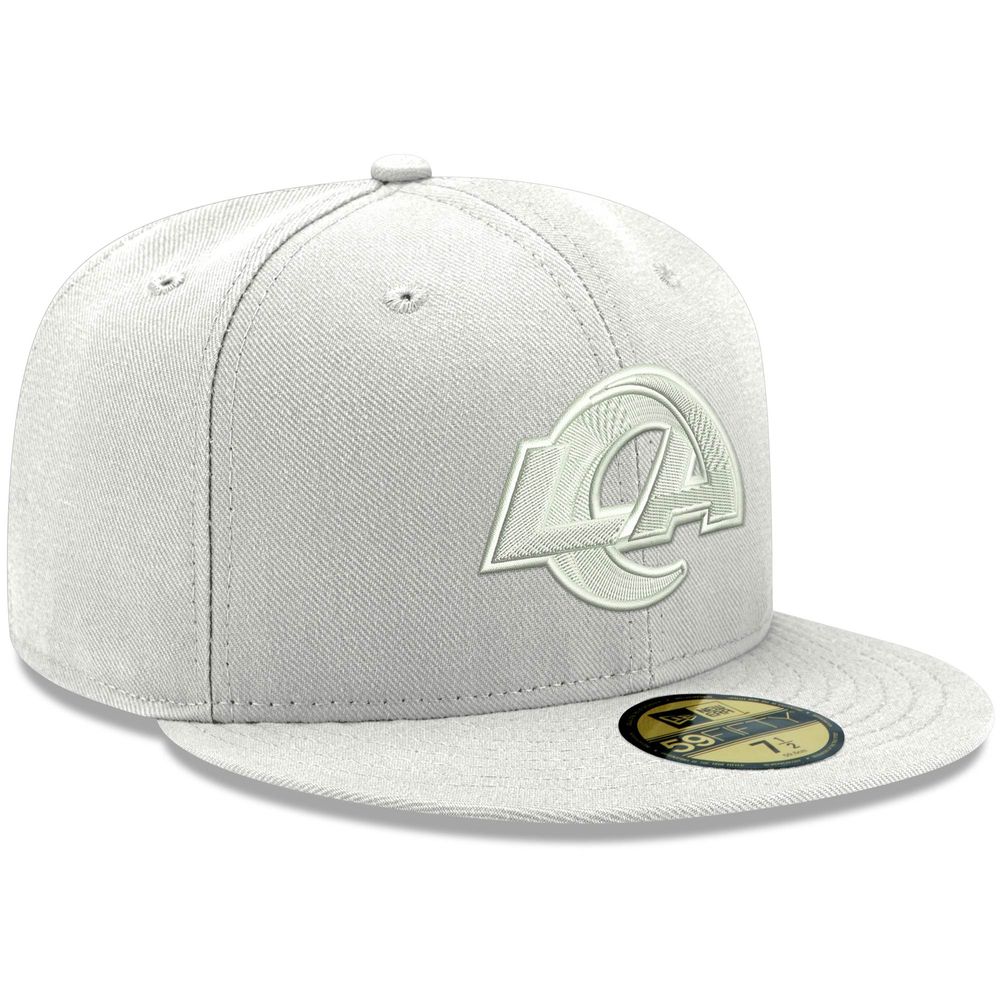 Men's New Era Los Angeles Rams White on Primary Logo 59FIFTY Fitted Hat