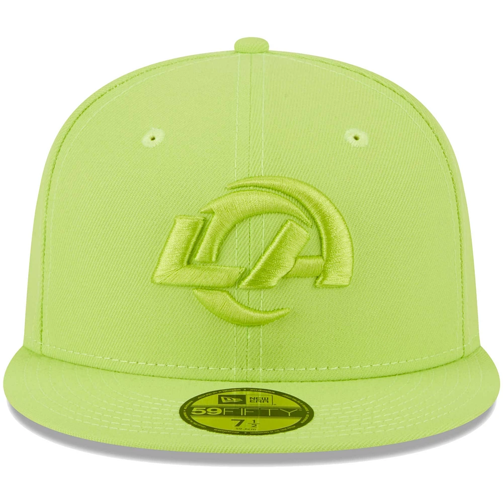 Men's New Era Neon Green Los Angeles Rams Color Pack Brights 59FIFTY Fitted Hat