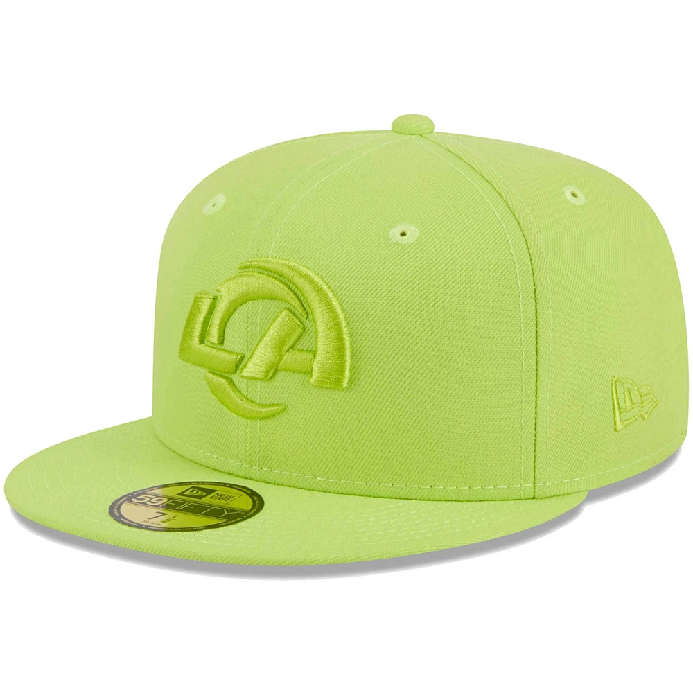 Men's New Era Neon Green Los Angeles Rams Color Pack Brights 59FIFTY Fitted Hat