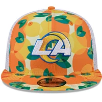 Men's New Era Orange Los Angeles Rams Citrus 9FIFTY Trucker Snapback Hat