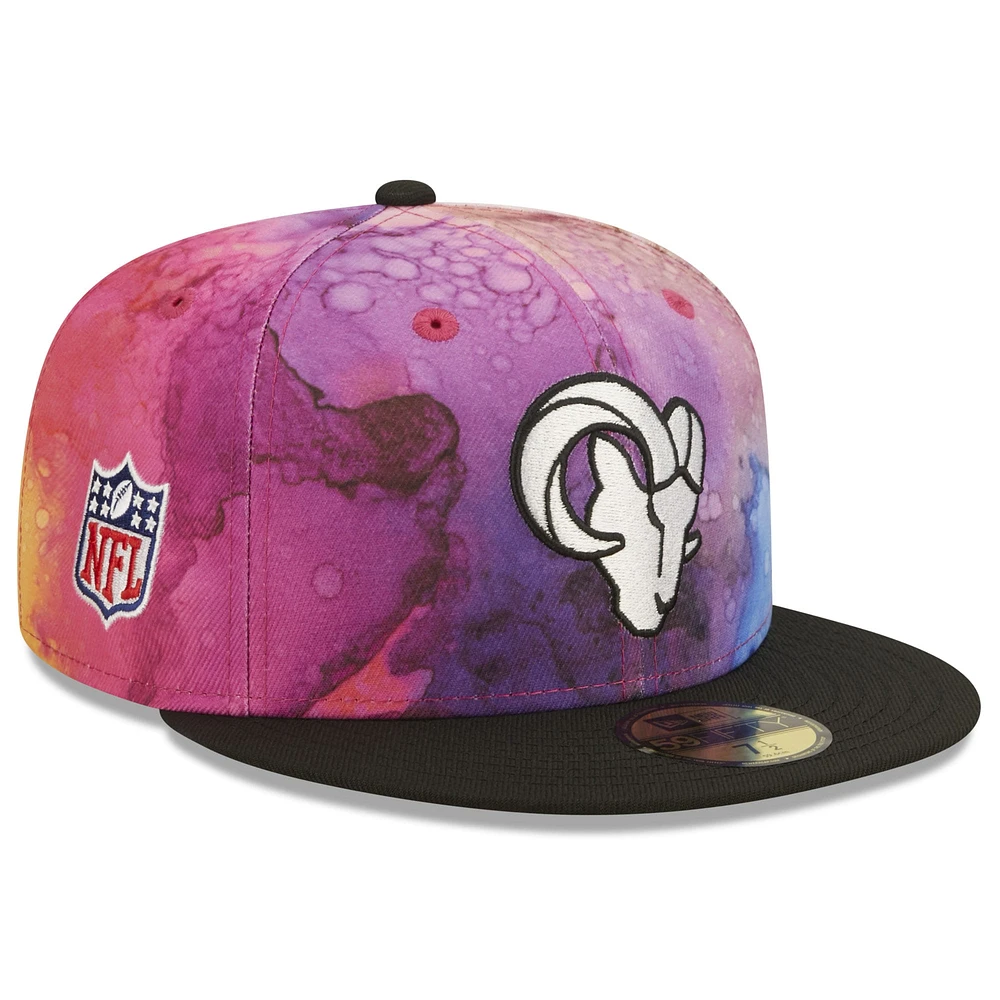 Men's New Era Pink/Black Los Angeles Rams 2022 NFL Crucial Catch 59FIFTY Fitted Hat