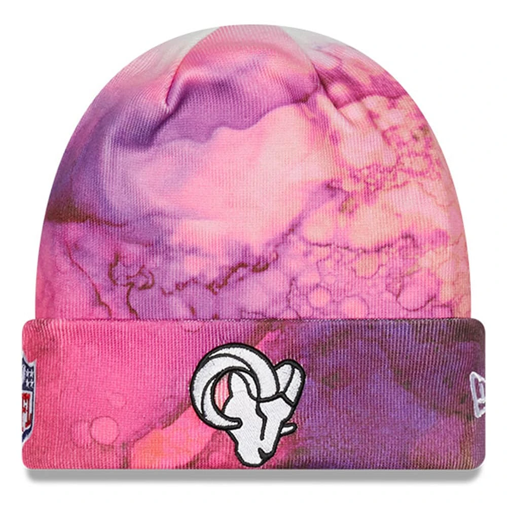 Men's New Era Pink Los Angeles Rams 2022 NFL Crucial Catch - Cuffed Knit Hat