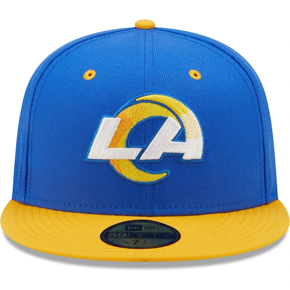 Casquette ajustée 59FIFTY pour homme New Era Royal/doré Los Angeles Rams Flipside 2Tone