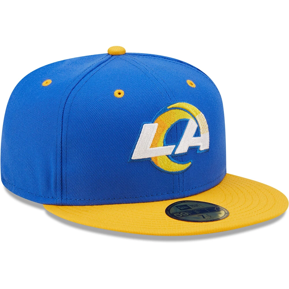 Casquette ajustée 59FIFTY pour homme New Era Royal/doré Los Angeles Rams Flipside 2Tone