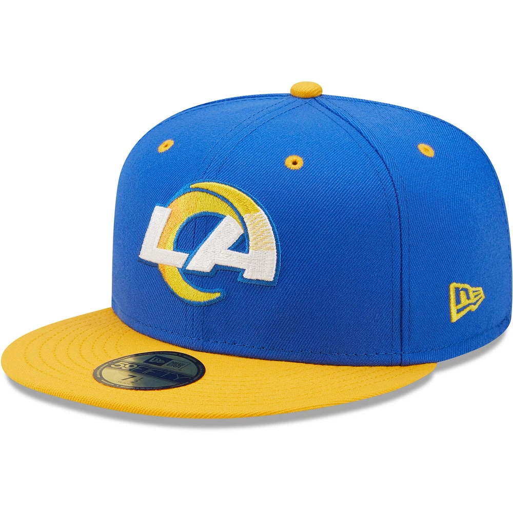 Casquette ajustée 59FIFTY pour homme New Era Royal/doré Los Angeles Rams Flipside 2Tone