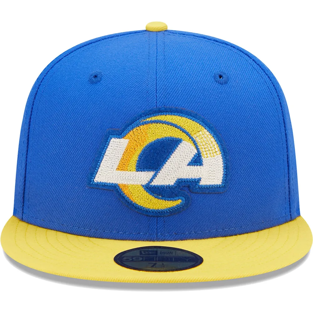 Casquette ajustée 59FIFTY Los Angeles Rams Super Bowl LVI Letterman New Era pour homme, bleu roi/doré