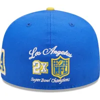 Casquette ajustée 59FIFTY Los Angeles Rams Super Bowl LVI Letterman New Era pour homme, bleu roi/doré