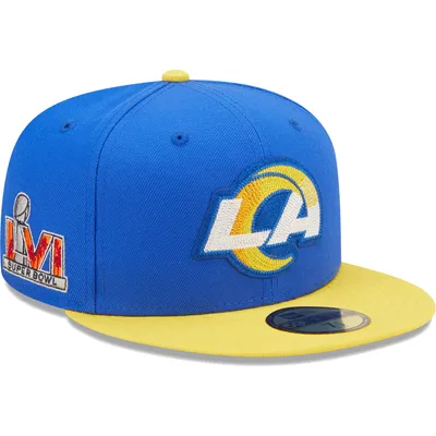 Casquette ajustée 59FIFTY Los Angeles Rams Super Bowl LVI Letterman New Era pour homme, bleu roi/doré