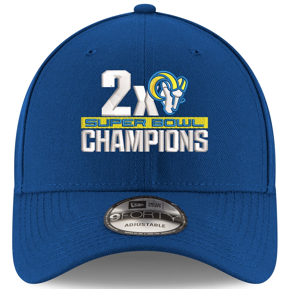 Casquette ajustable 9FORTY 2-Time Super Bowl Champions Royal Los Angeles Rams New Era pour homme