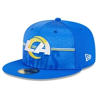 Casquette ajustée 59FIFTY du camp d'entraînement NFL des Rams de Los Angeles 2023 Royal New Era pour homme