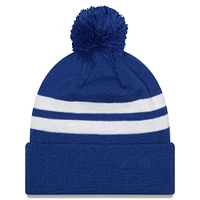 Bonnet en tricot rayé à revers avec pompon pour homme New Era Royal Los Angeles Rams 2024 NFC West Division Champions