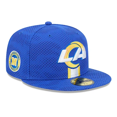 Casquette ajustée 59FIFTY New Era Royal Los Angeles Rams 2024 Sideline pour homme