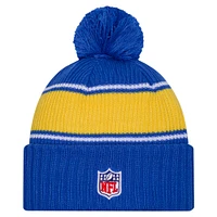Men's New Era Royal Los Angeles Rams 2024 Sideline Cuffed Knit Hat with Pom