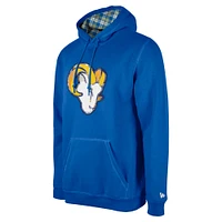 Men's New Era Royal Los Angeles Rams 3rd Down Plaid Pullover Hoodie