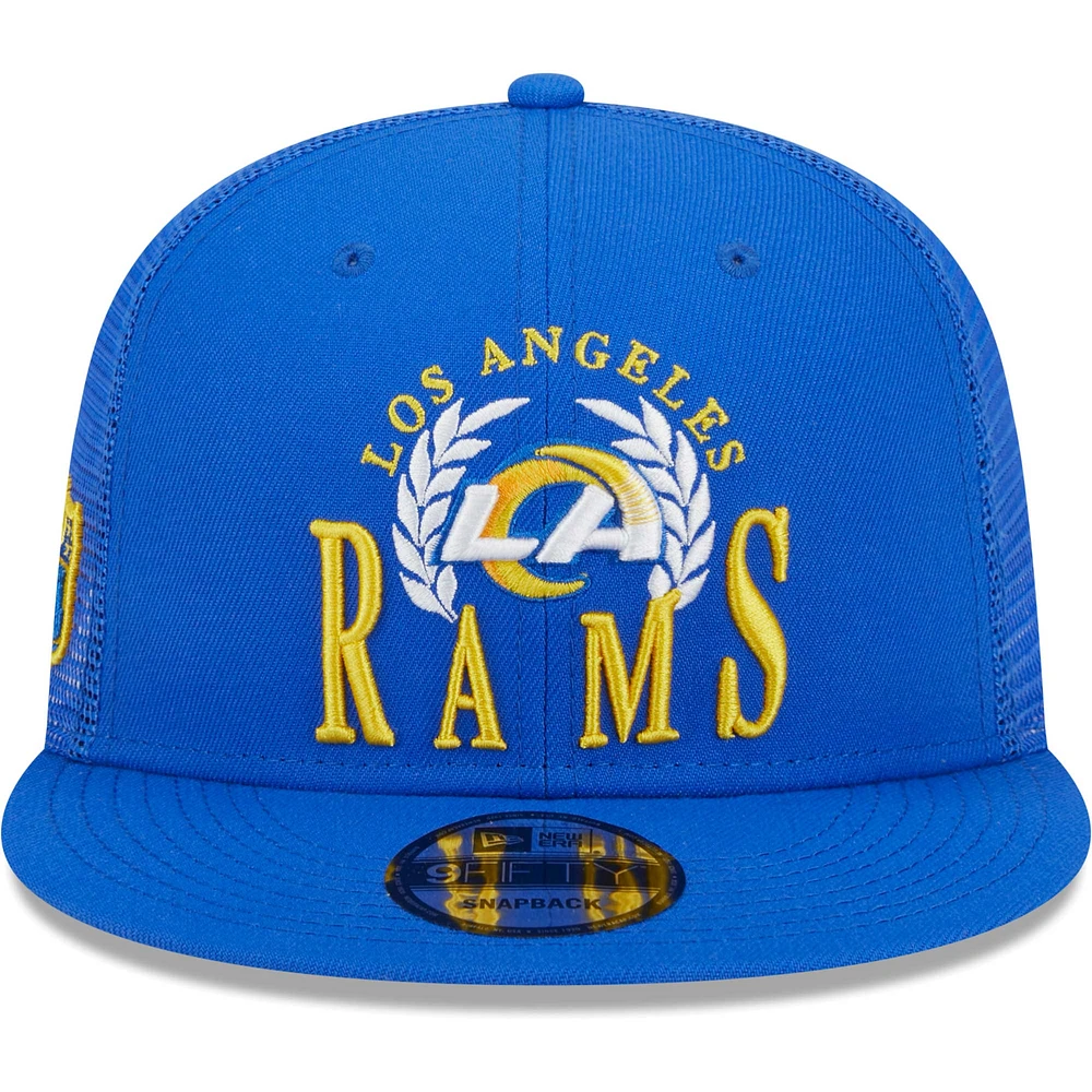 Casquette New Era Royal Los Angeles Rams Collegiate Trucker 9FIFTY Snapback pour homme