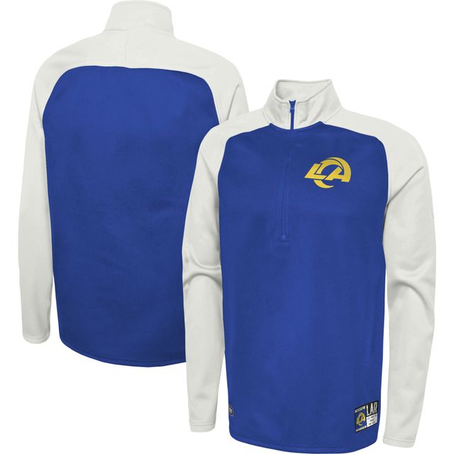 Veste à demi-glissière raglan Royal Los Angeles Rams Combine Authentic O-Line New Era pour homme