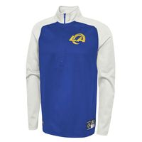 Men's New Era Royal Los Angeles Rams Combine Authentic O-Line Raglan Half-Zip Jacket