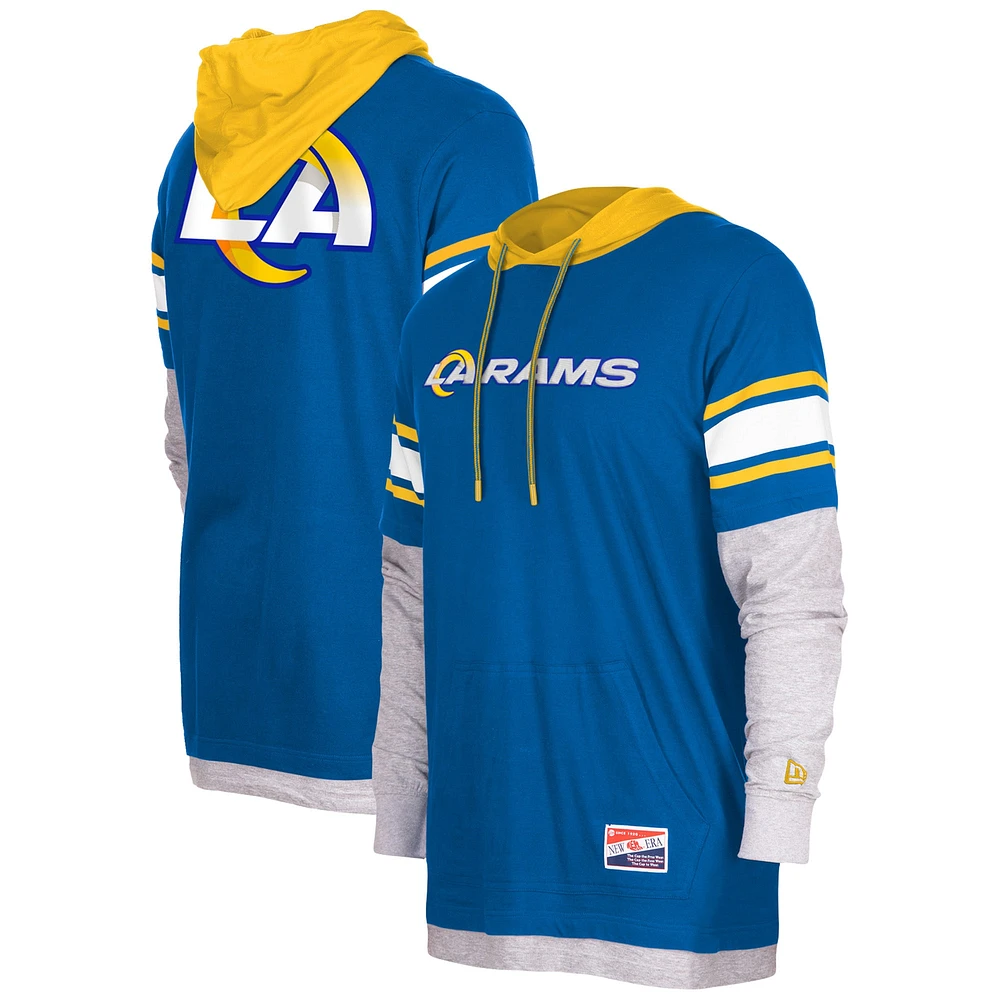 Men's New Era Royal Los Angeles Rams Current Day Long Sleeve Hoodie T-Shirt