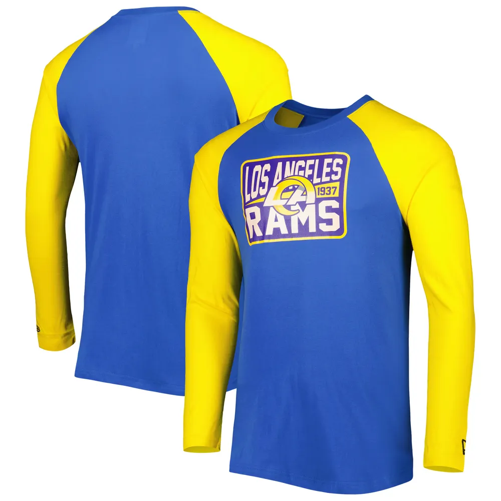 T-shirt à manches longues raglan Current Los Angeles Rams New Era Royal pour homme