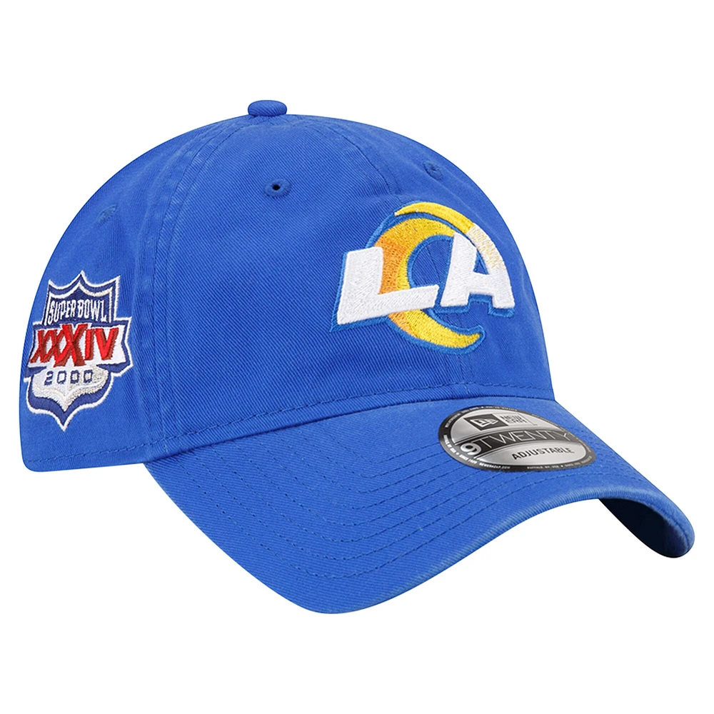 Men's New Era  Royal Los Angeles Rams Distinct 9TWENTY Adjustable Hat