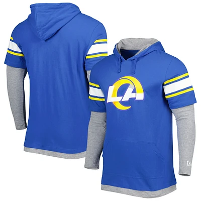 T-shirt à capuche manches longues Los Angeles Rams New Era Royal pour homme