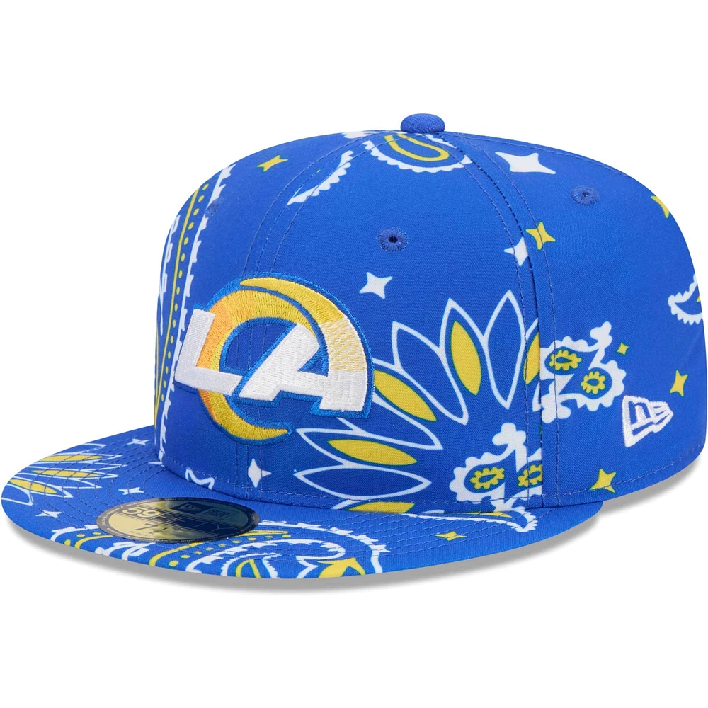 Casquette ajustée 59FIFTY Royal Los Angeles Rams Paisley New Era pour homme