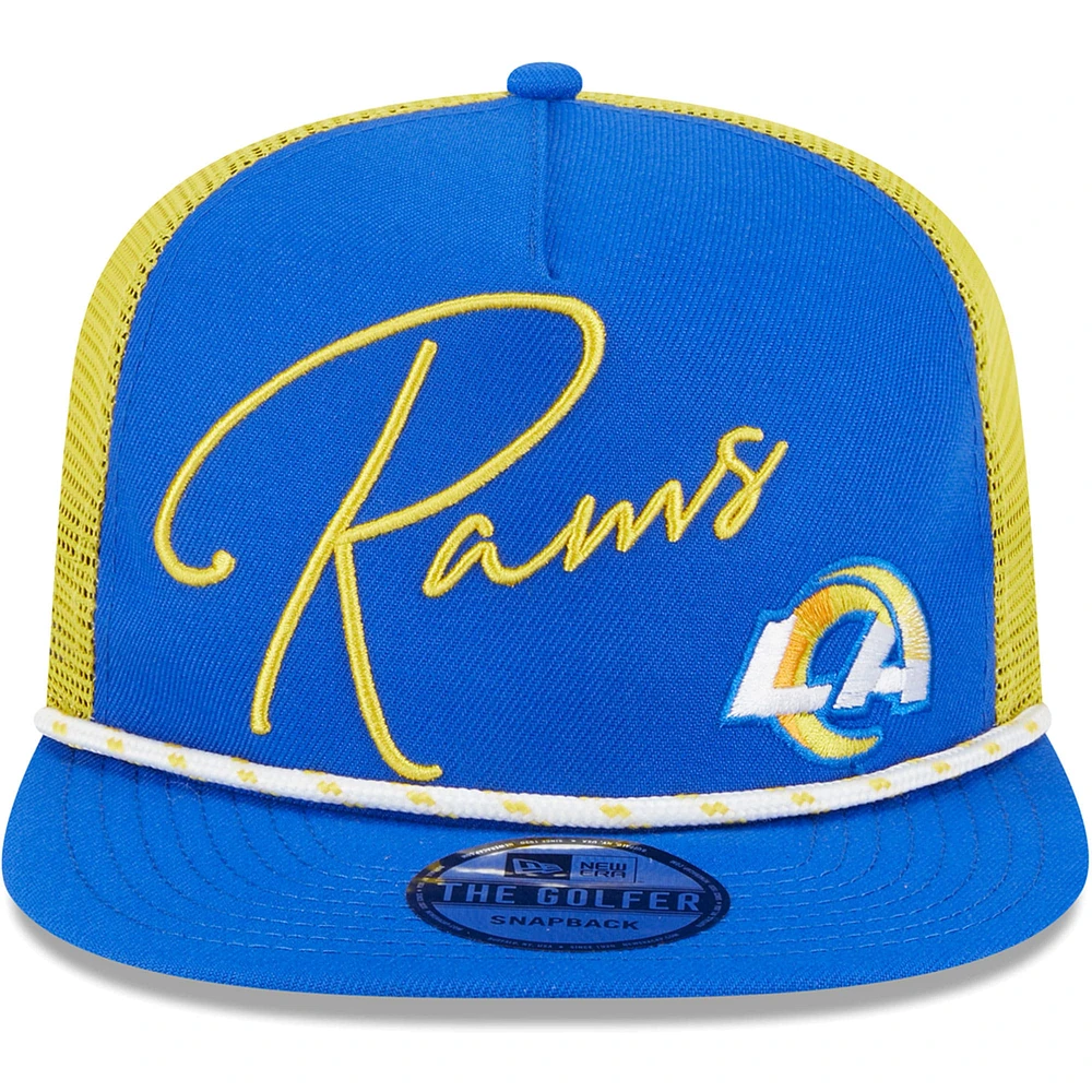 Men's New Era Royal Los Angeles Rams Script Logo Golfer 9FIFTY Snapback Hat